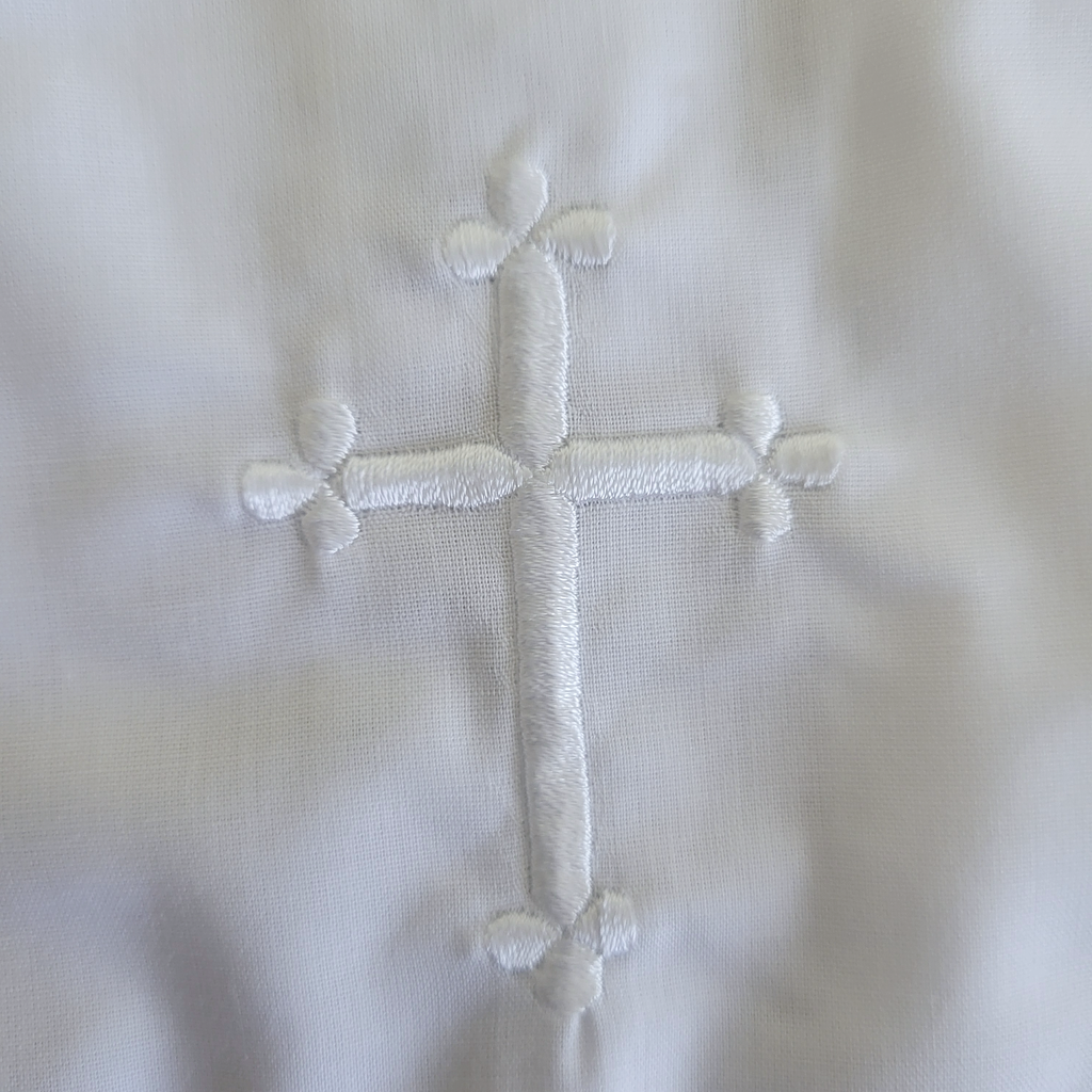 Embroidered Cross Christening Bib