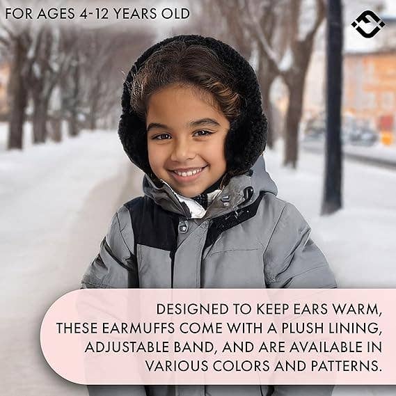 Kids Adjustable Earmuffs - Sherpa - Black