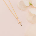 Children's 14K Gold-Plated Cross Necklace Baptism, Communion