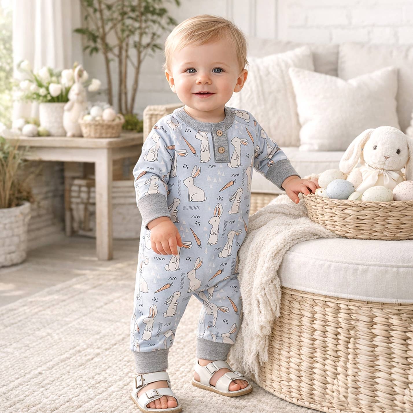 Cottontail Crew Bamboo Henley Easter Romper for Baby