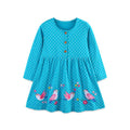 Animal Embroidered Princess Dress for Girls Knit Cotton Long Sleeve