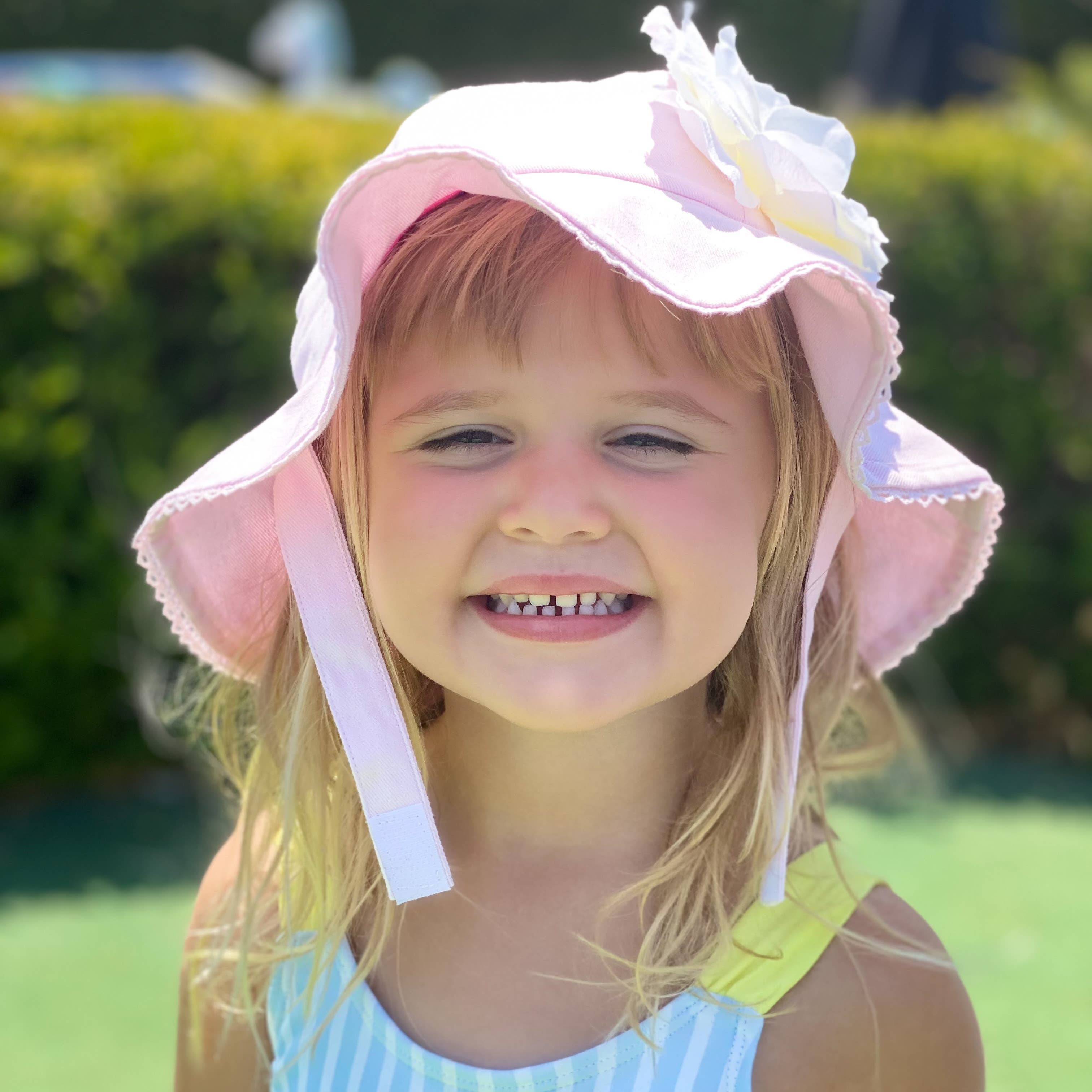 Pale Pink Stella Sun Hat with Rose