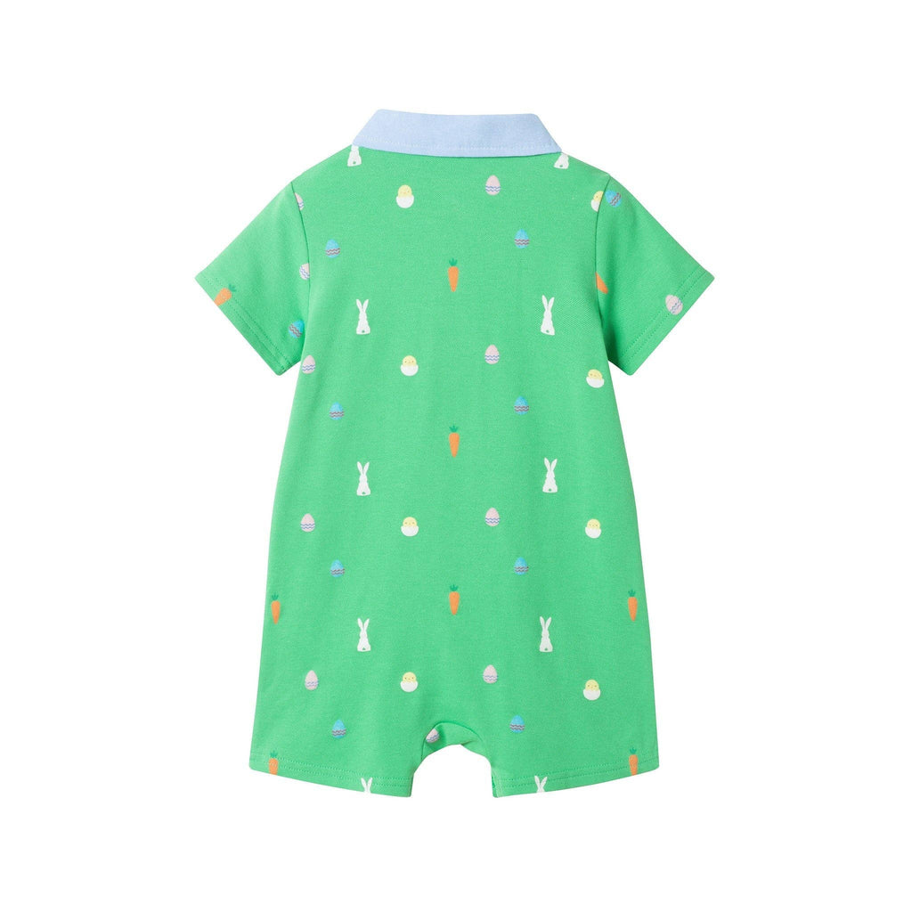 Infant Boys Printed Polo Romper | Bunny & Carrot