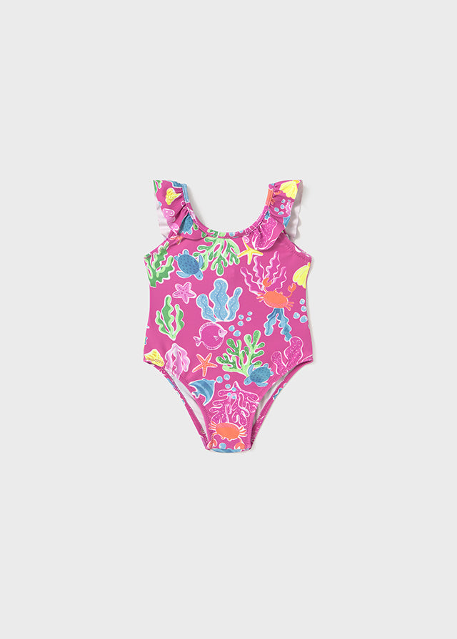 Printed Ruffle back swimsuit