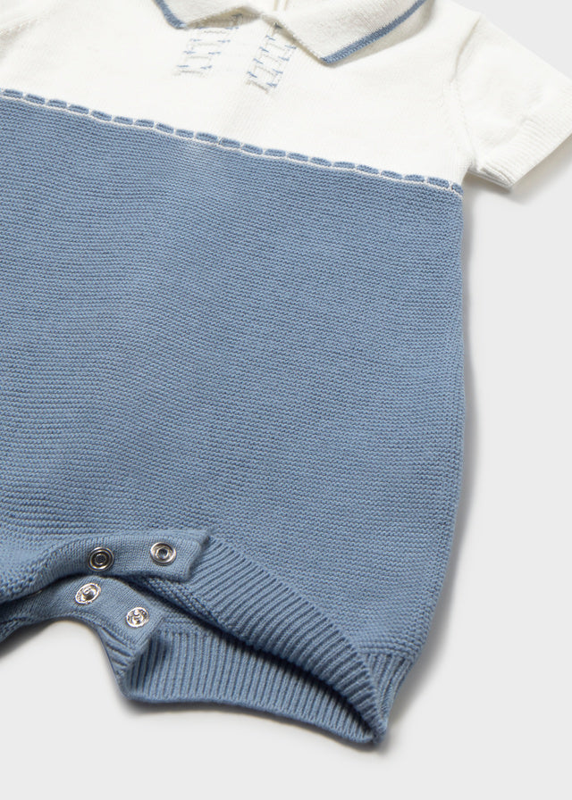 knit romper with collar