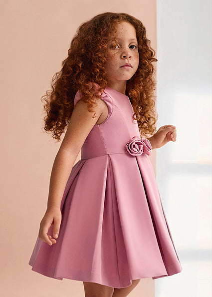 crepe flower detail dress