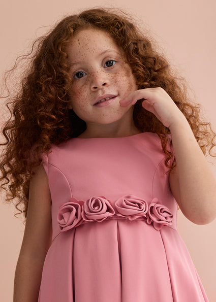 crepe flower detail dress