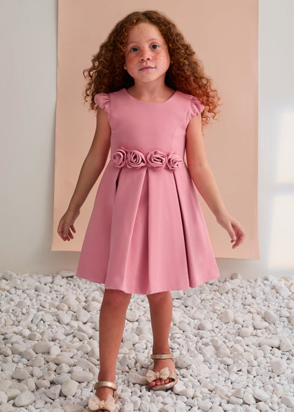 crepe flower detail dress