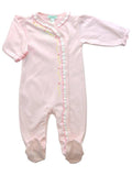 pink feather and rose buds footie