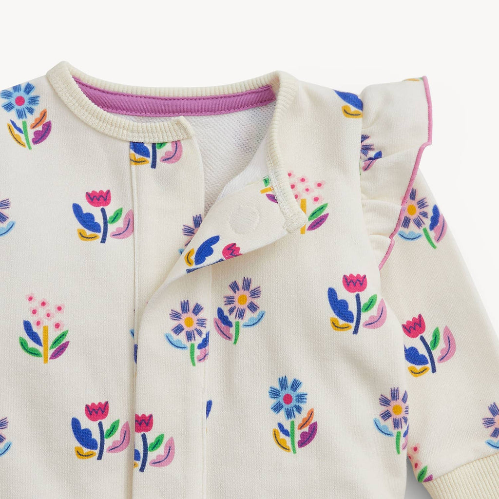 FLORAL IVORY FRENCH TERRY BABY ROMPER