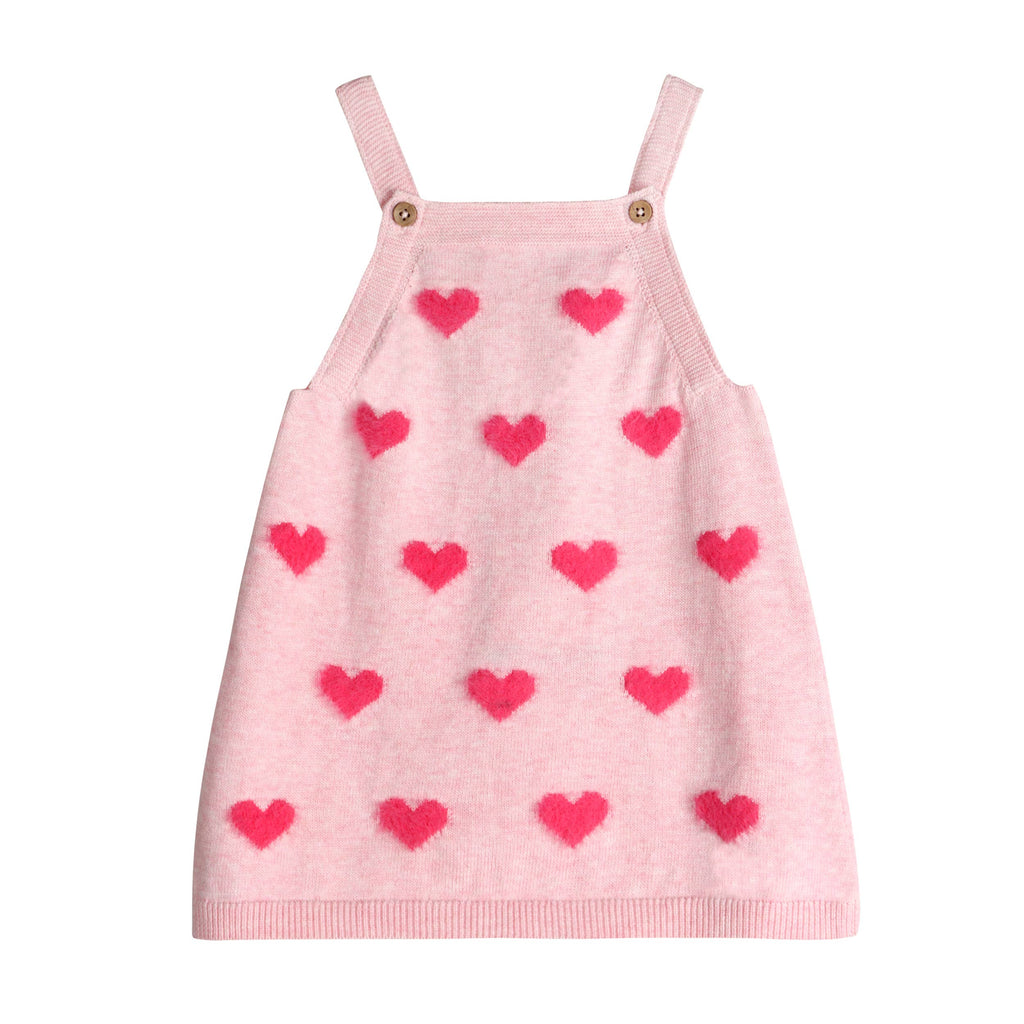 Fuzzy Hearts 3D Tunic Baby Knit Dress Set (Organic)