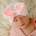Ilybean Newborn Pink or Beige Lace and Pearl Trimmed Bow Hat