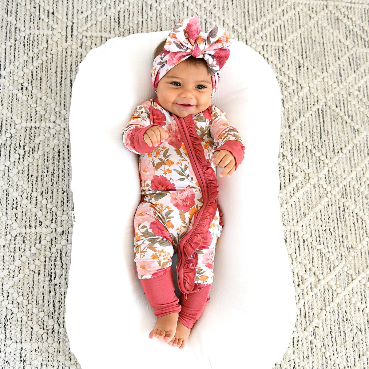 Felicity RUFFLE ZIP Bamboo Floral One Piece Baby Outfit