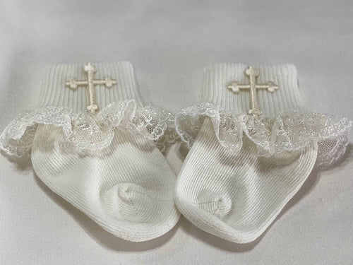 Baby Pearl White Socks With Lace Ruffle