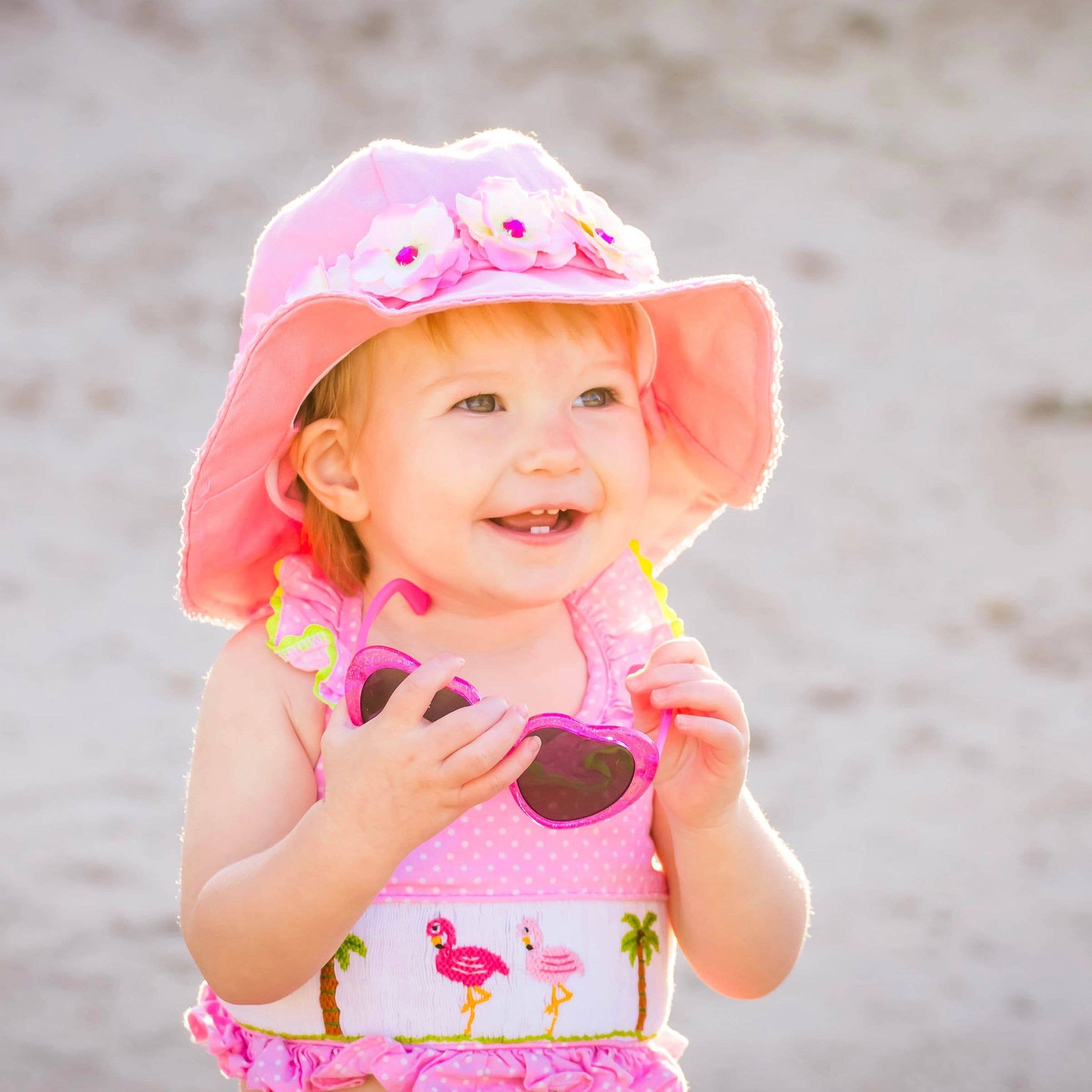 Candy Pink  Stella Sun Hat with Mini Rose Crown