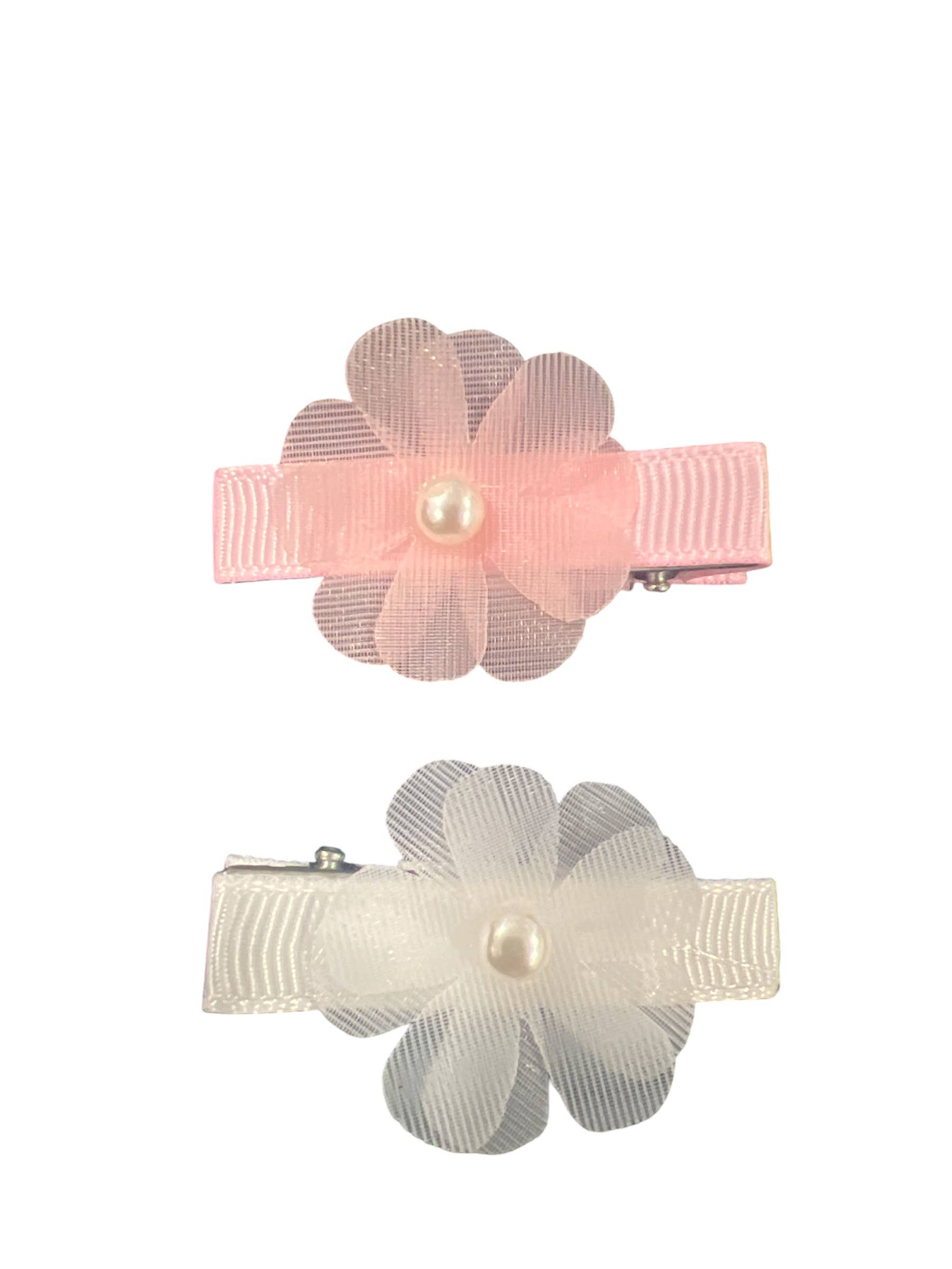 Pearl Organza Flower Clip