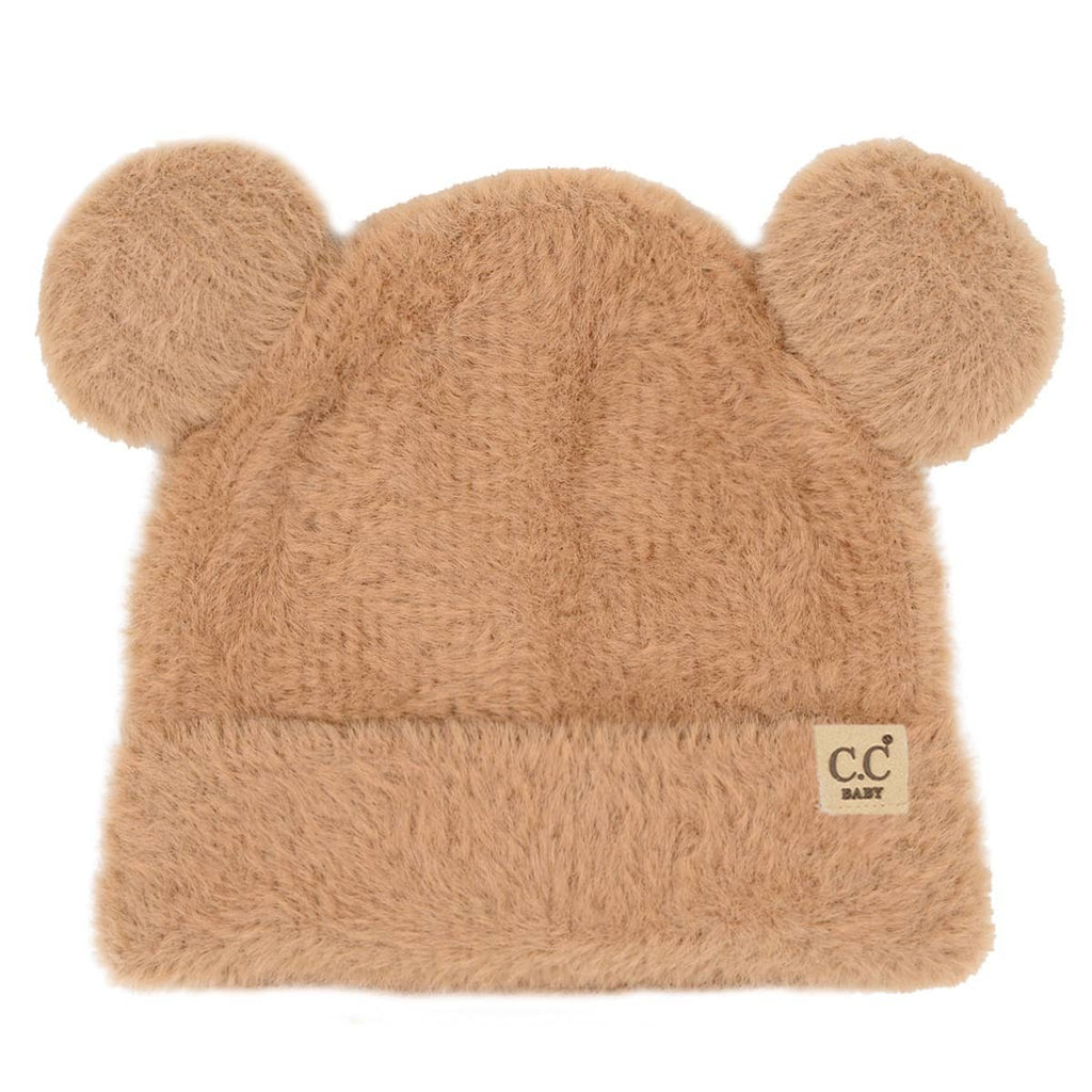 Infant Teddy Bear Ears Beanie - Camel