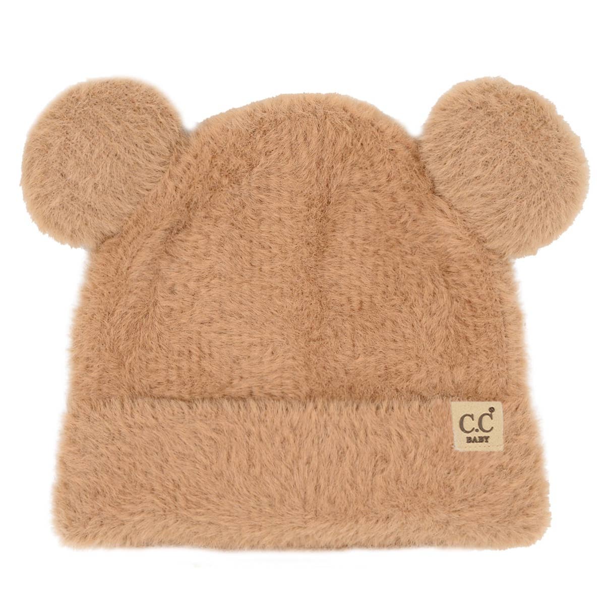 Infant Teddy Bear Ears Beanie - Camel