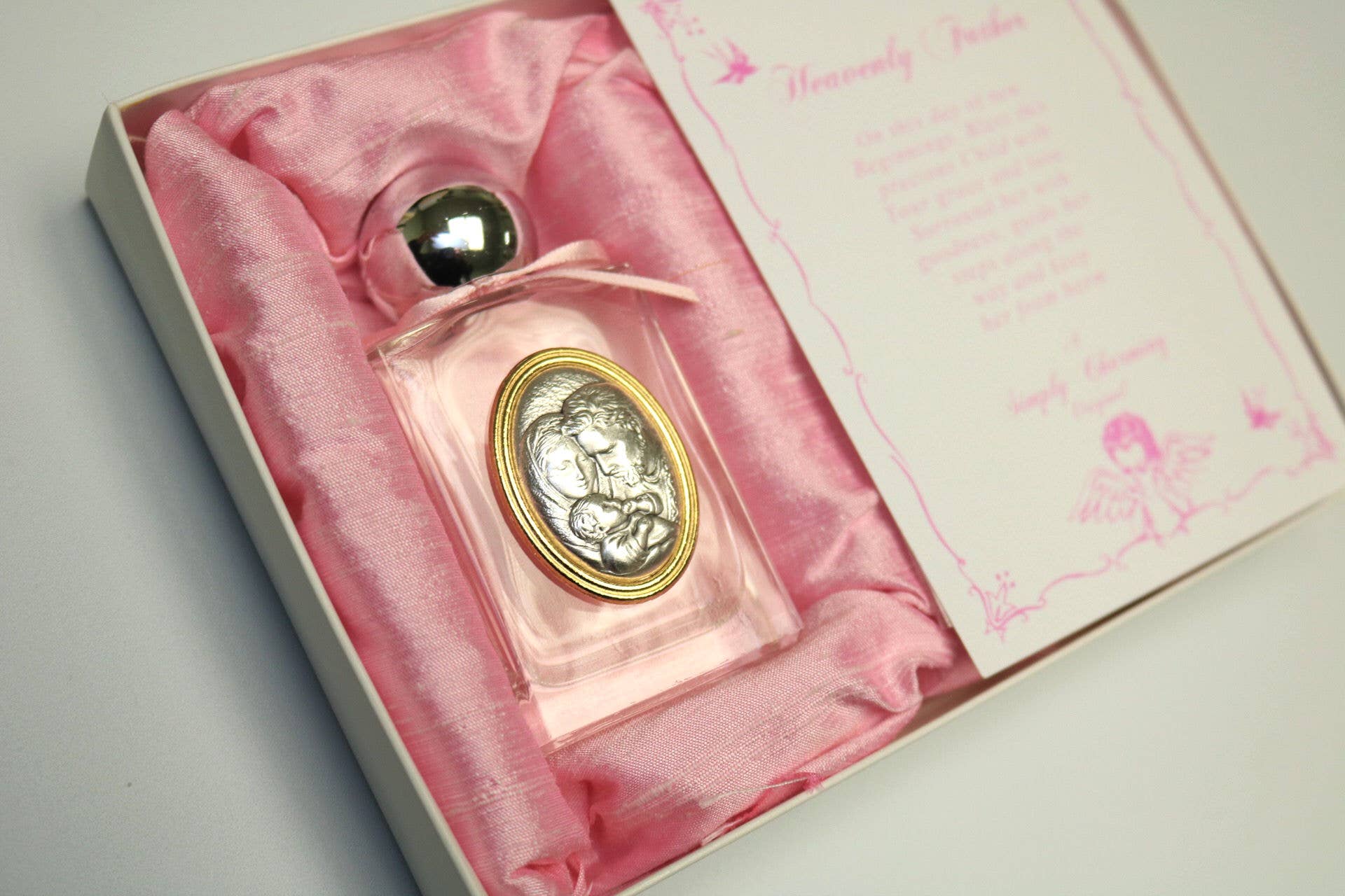 Baptism Holy Water Bottle/pink Bow