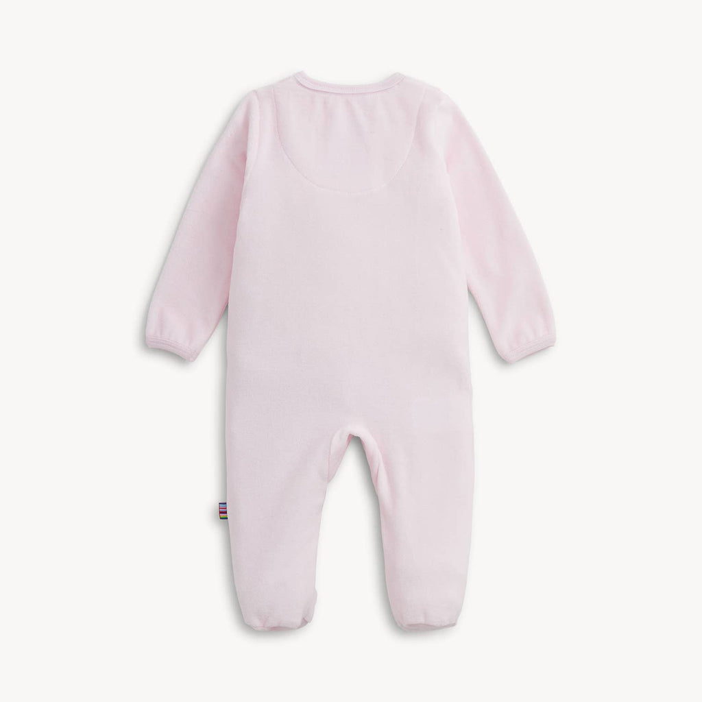 EMBROIDERY DOGS PINK VELOUR FOOTIE