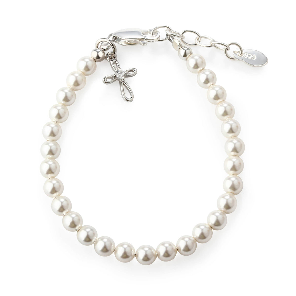 Girls Silver Pearl Baby Baptism Bracelet, 1st Communion Gift