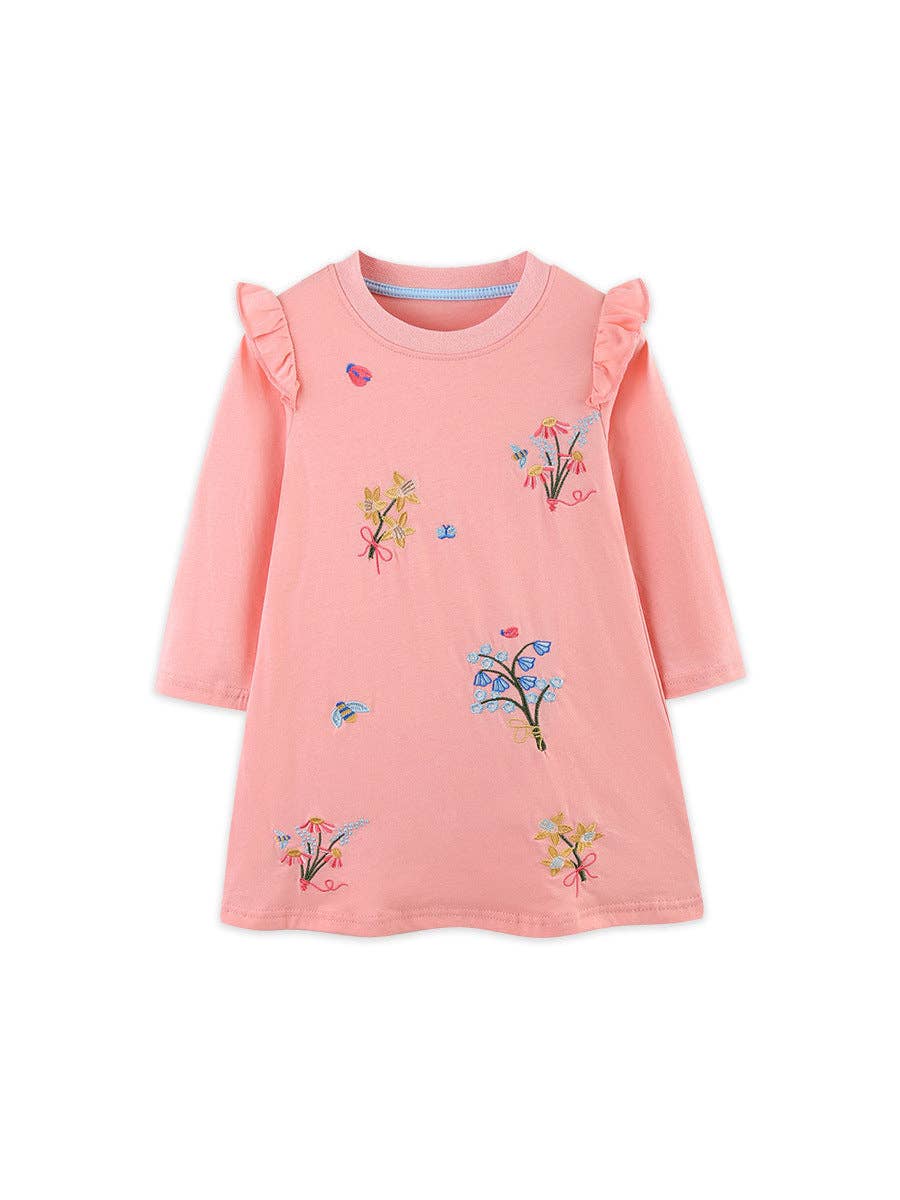 Kids Cotton Princess Dress Floral Embroidery Sleeveless Dress