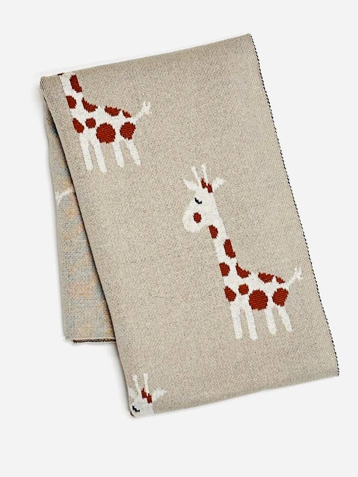 Giraffe organic cotton sweater knit blanket