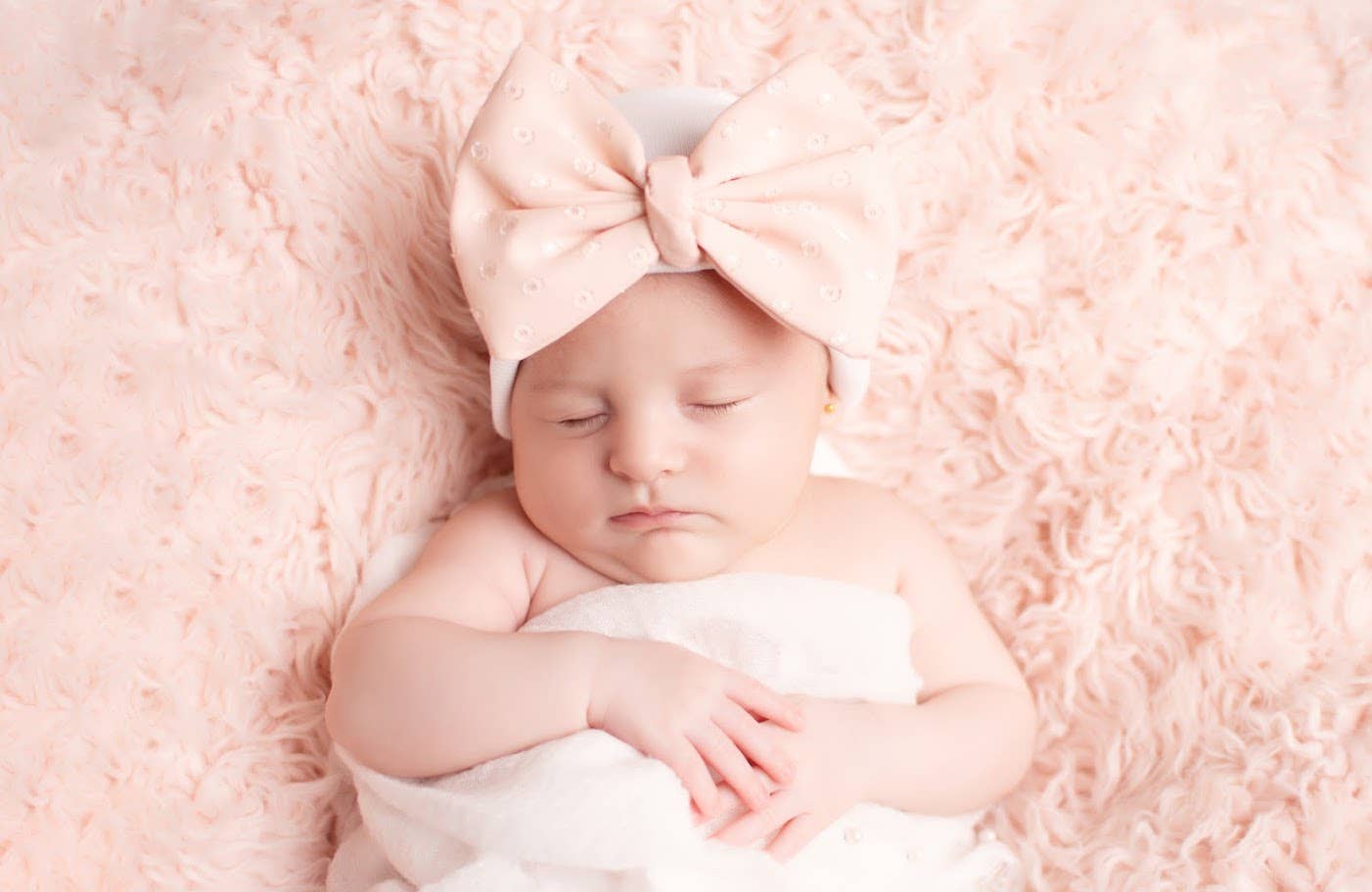 Dusty Rose Chiffon Swiss Dot Handmade Bow White Hat