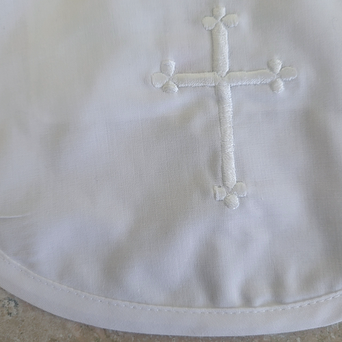 Embroidered Cross Christening Bib
