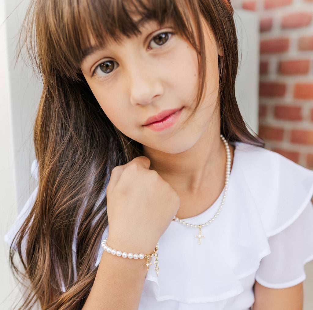 Kids14K Gold-Plated Baptism Cross Bracelet or Communion Gift