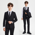 Stacy Adams Boys Suit 5-Piece w/ Dress Shirt & Tie, Black