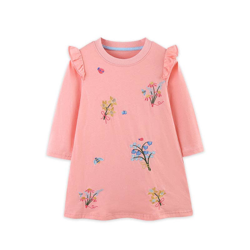 Kids Cotton Princess Dress Floral Embroidery Sleeveless Dress