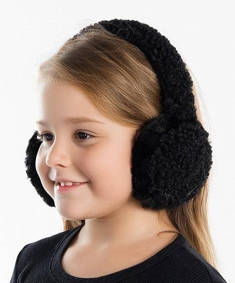 Kids Adjustable Earmuffs - Sherpa - Black