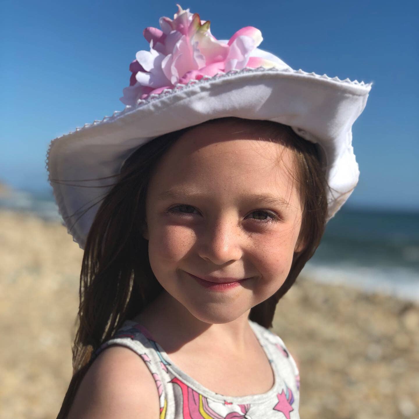 White Stella Sun Hat with Peony Appliqué