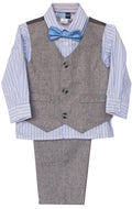4/7 Boys Classic Gray 4 Piece Woven Vest Set