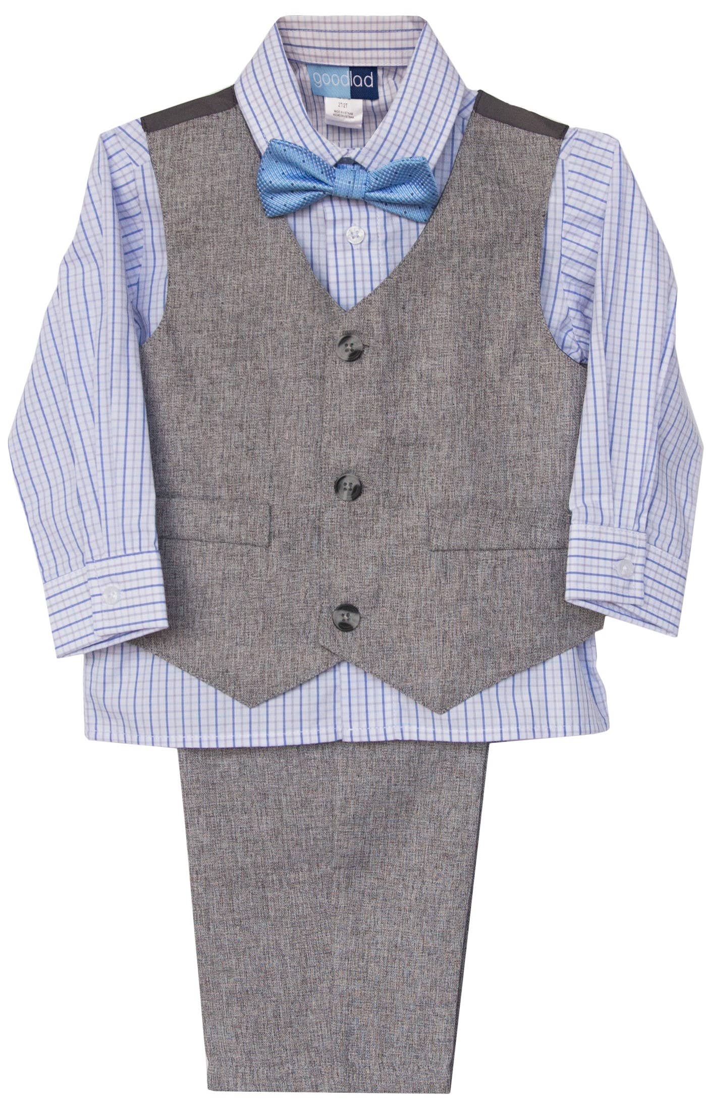 4/7 Boys Classic Gray 4 Piece Woven Vest Set