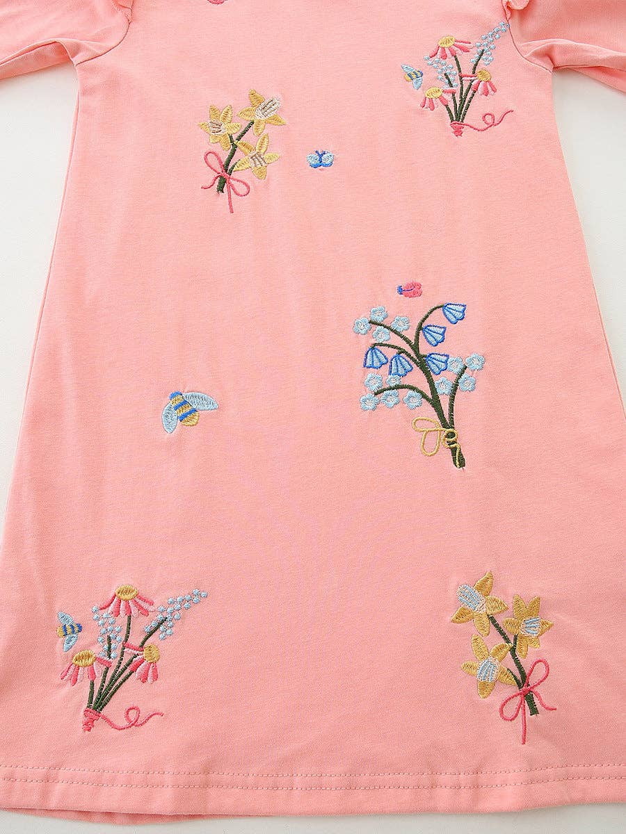 Kids Cotton Princess Dress Floral Embroidery Sleeveless Dress