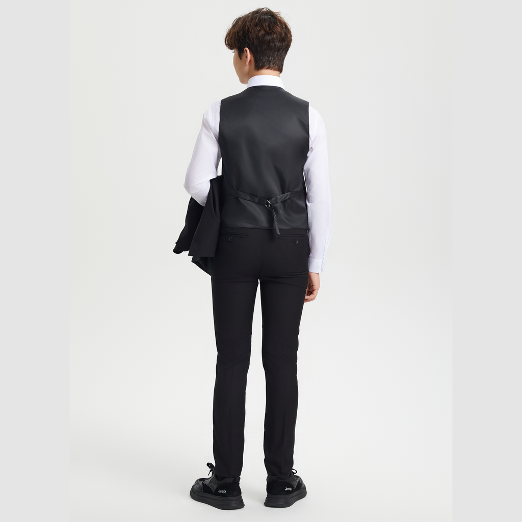 Stacy Adams Boys Suit 5-Piece w/ Dress Shirt & Tie, Black
