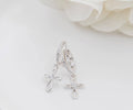 Sterling Silver Huggie with Cross Earrings for Kids, Girls