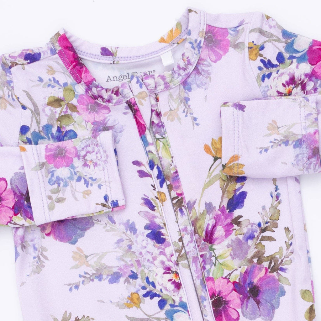 Dahlia Floral - 2 Way Ruffle Back Zipper Footie