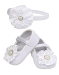 White Baptism Shoe And Headband Set