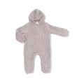 Chenille - Stone Hooded Romper with Striped Texture