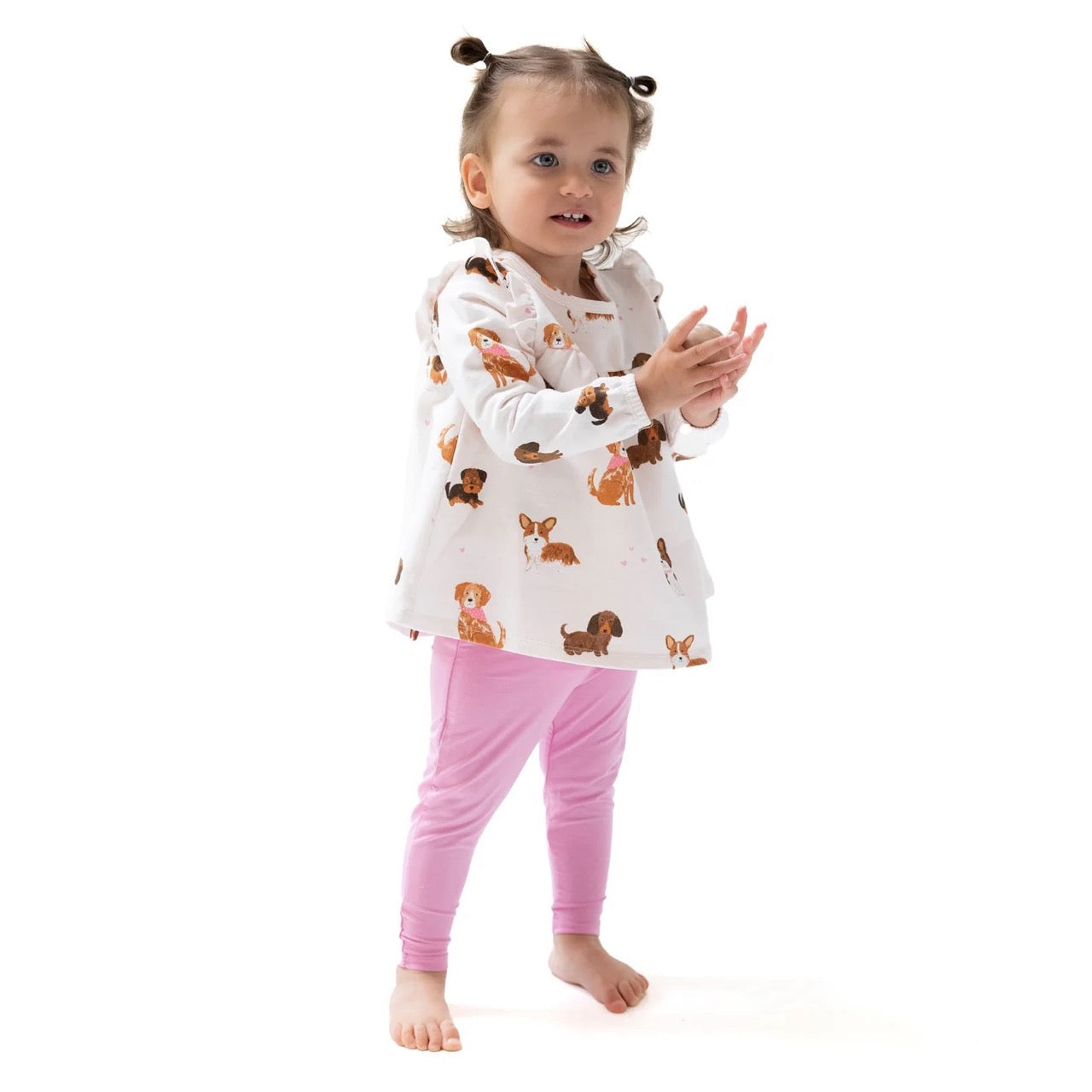 Ruffle top French terry tunic leggings