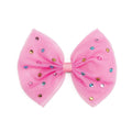 Raspberry Rhinestone Bow Clip - Kids Hair Bow
