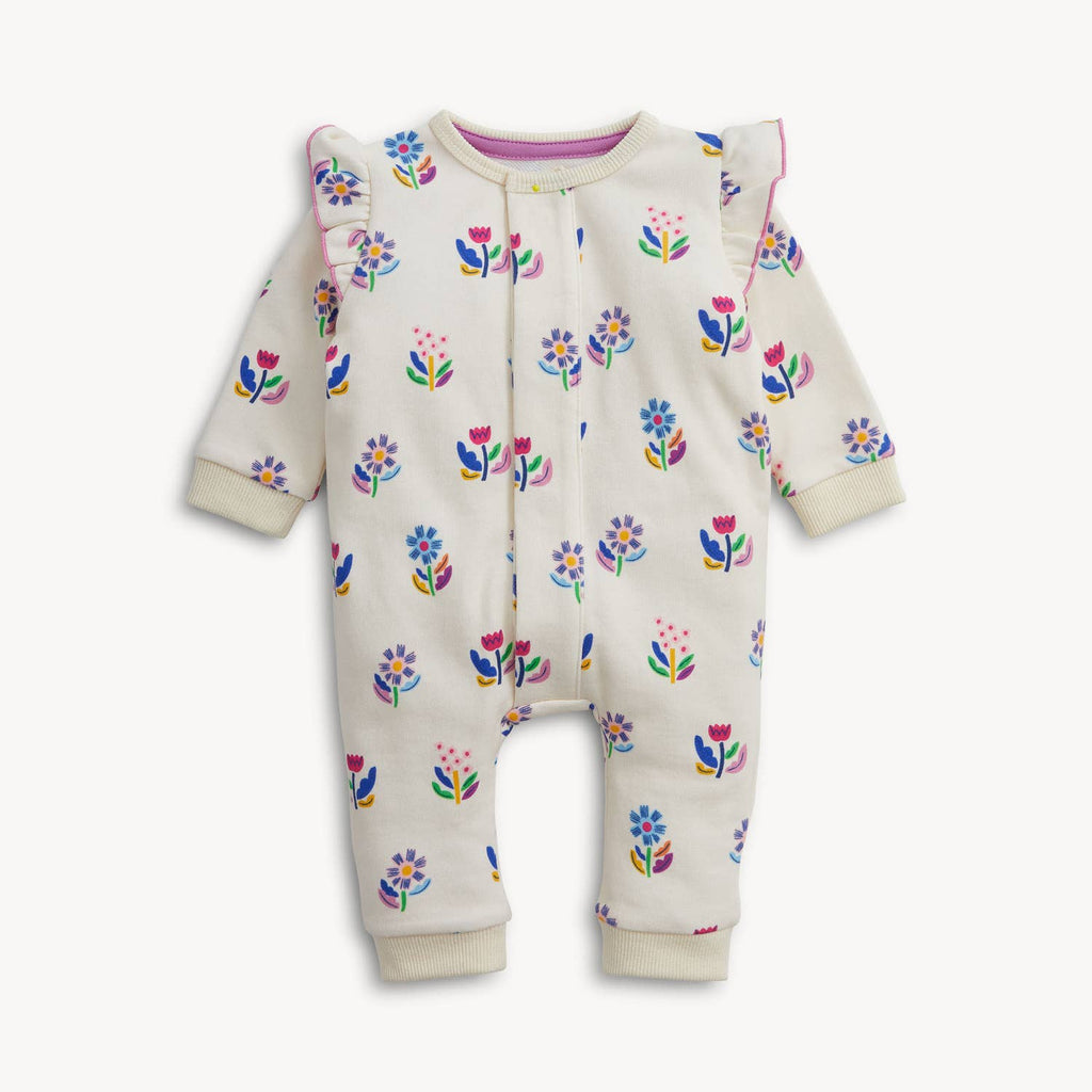 FLORAL IVORY FRENCH TERRY BABY ROMPER