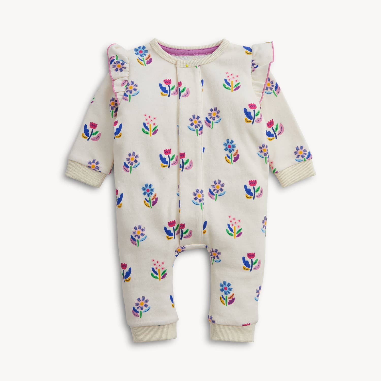 FLORAL IVORY FRENCH TERRY BABY ROMPER