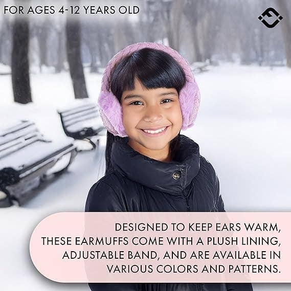 Kids Adjustable Earmuffs - Cable Knit - Lavender