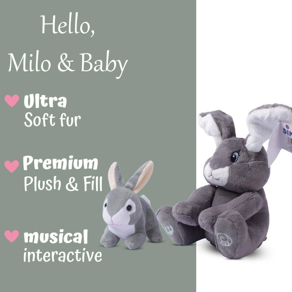 Milo Grey Singing Bunny & Soft Plush Baby Bunny