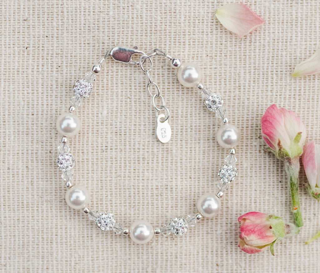 Kid's Sterling Silver White Pearl Baby or Child's Bracelet