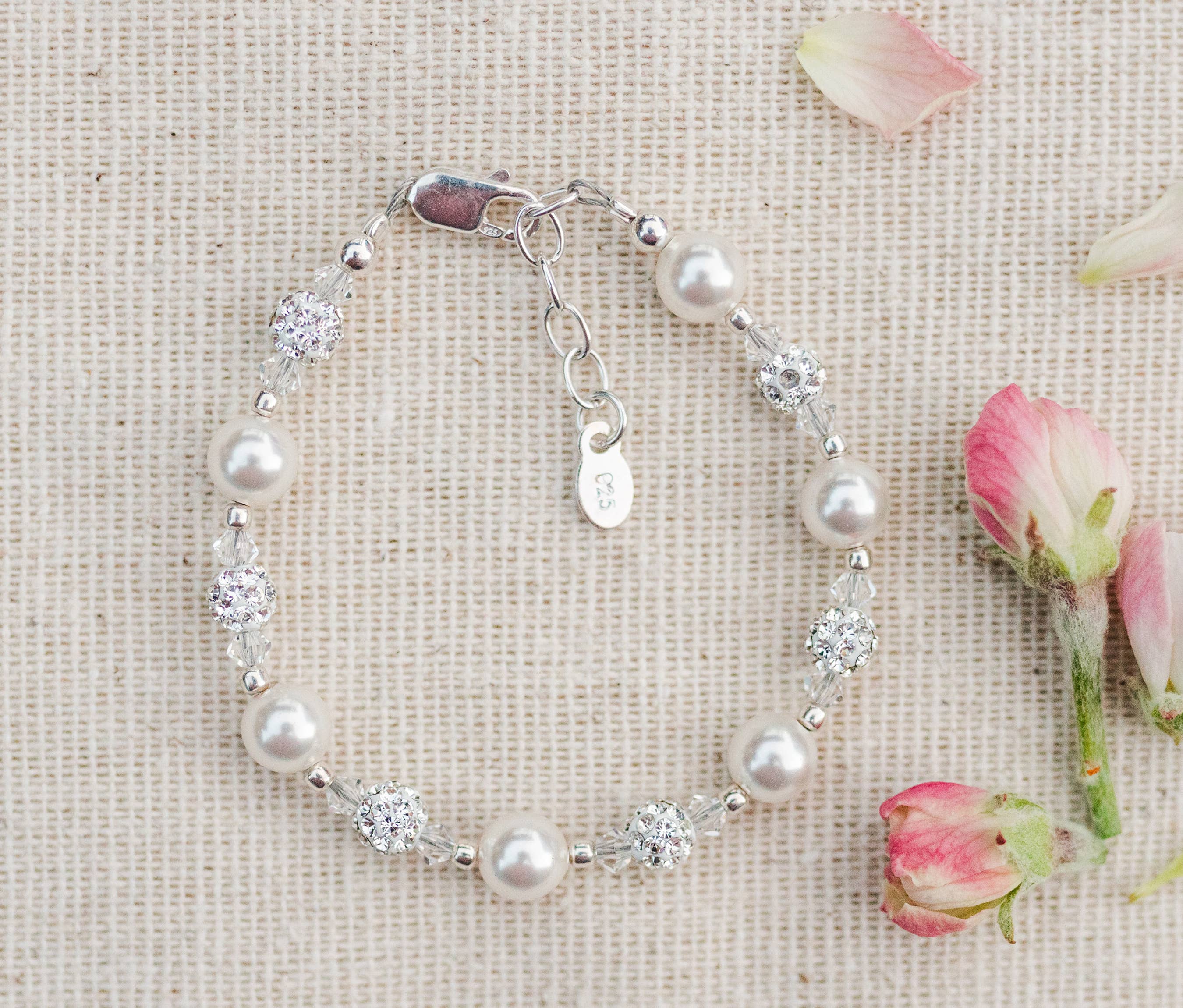 Kid's Sterling Silver White Pearl Baby or Child's Bracelet